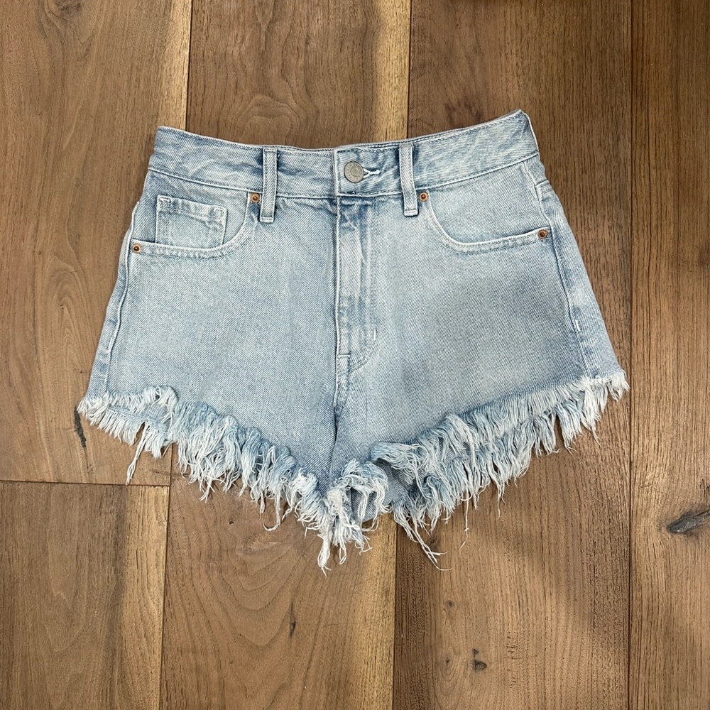 PacSun Blue Jean Shorts with Distressed Frayed Hem
